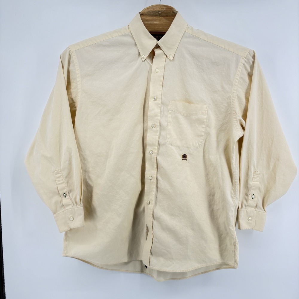 Vintage Y2K Tommy Hilfiger Mens 16 1/2-34 Yellow Long Sleeve Button Down - Picture 2 of 10